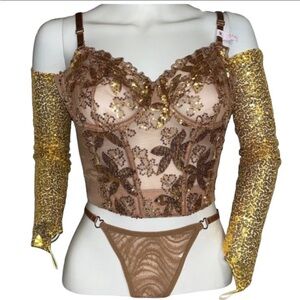 Elegant Gold and Brown Lace Women's Top
